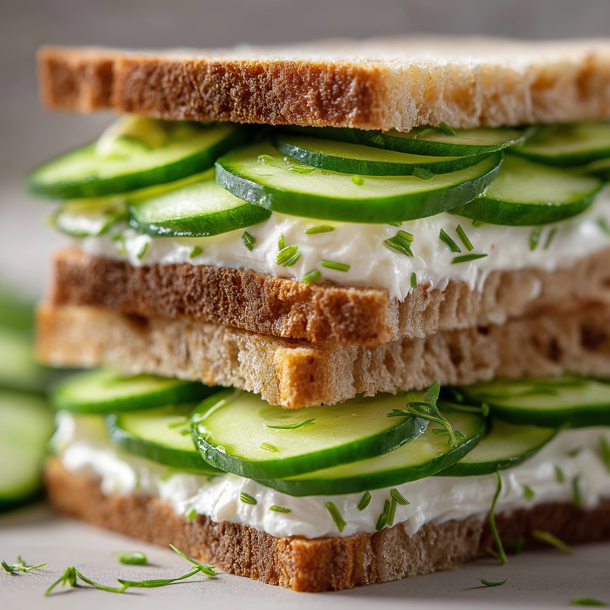 Refreshing Cucumber Sandwiches with Cream Cheese and Herbs Recipe - Recipe Image