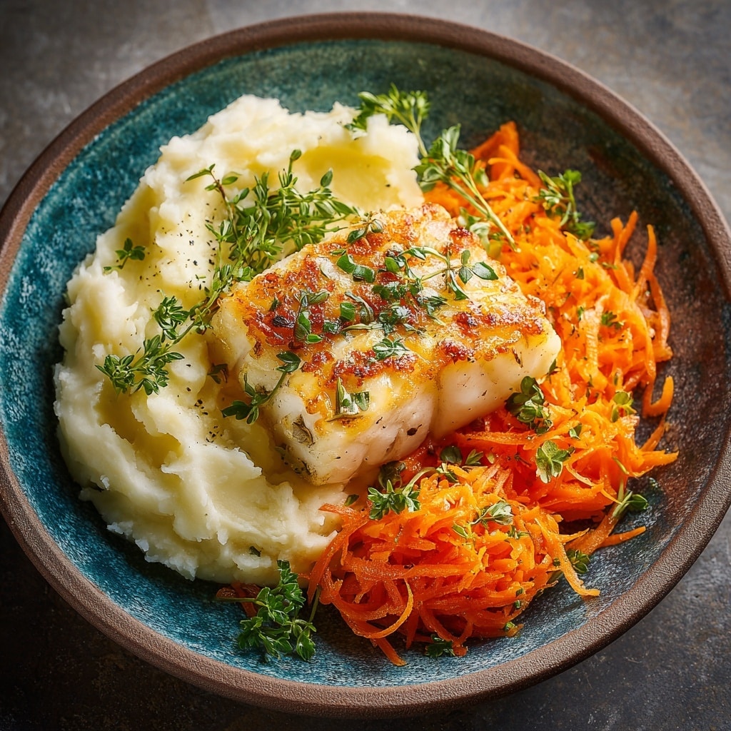 Garlic Herb Chicken with Creamy Mashed Potatoes and Sweet Glazed Carrots Recipe - Recipe Image