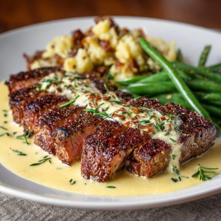 Juicy Steak with Bourbon Garlic Cream Sauce Recipe