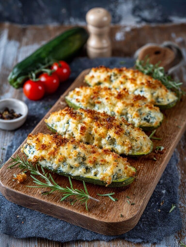 Spinach, Mushroom, and Ricotta Stuffed Zucchini Boats Recipe