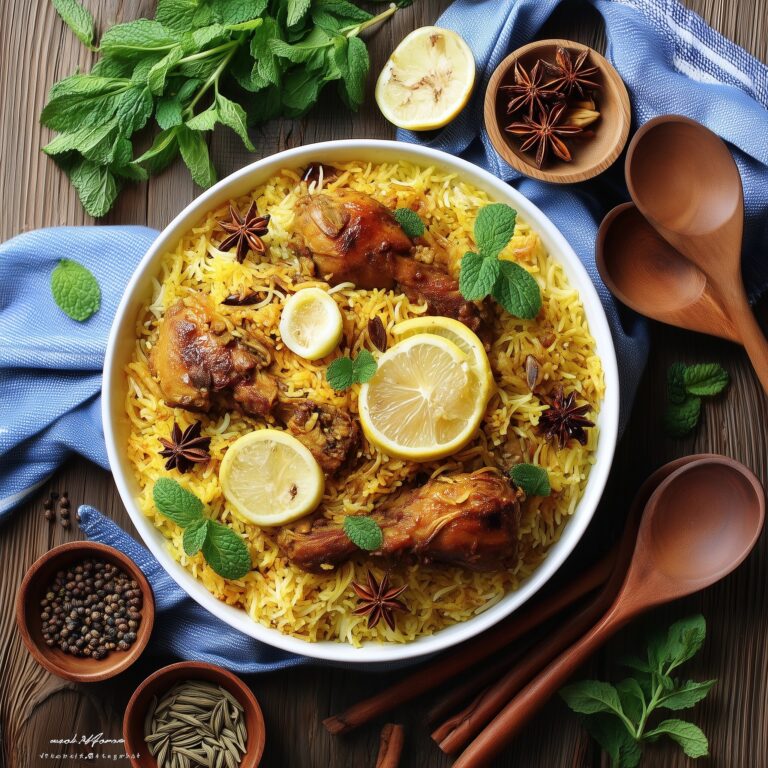 Tandoori Chicken King Kebab with Turmeric Green Bean Biryani Recipe