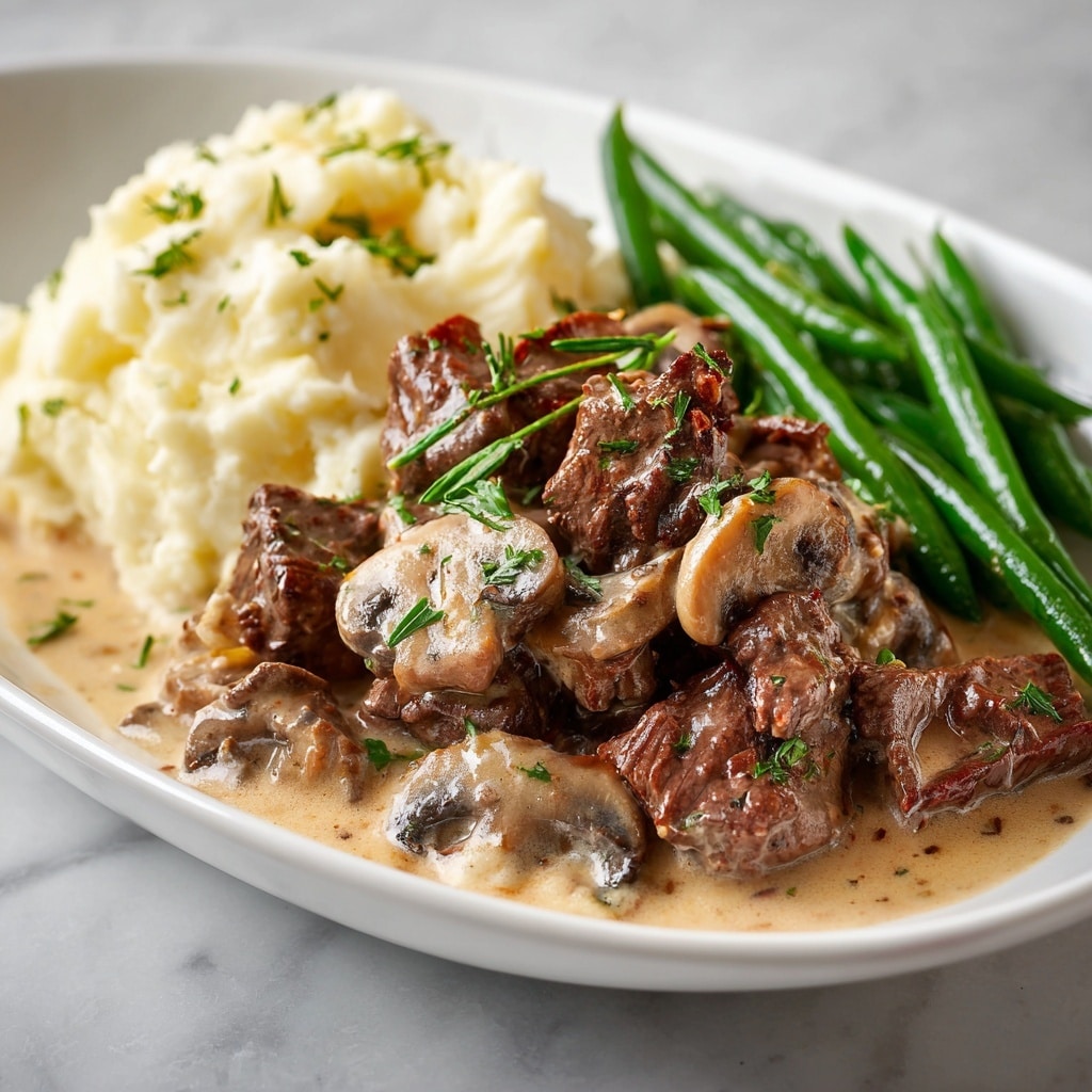 Creamy Beef Tips and Mushrooms Recipe - Recipe Image