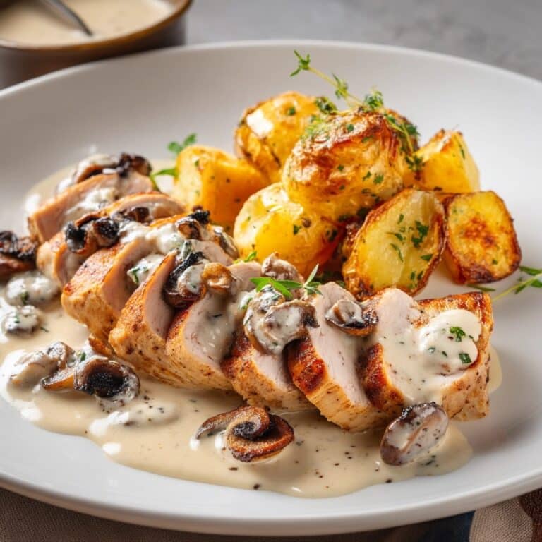 High-Protein Creamy Garlic Chicken & Potatoes Recipe