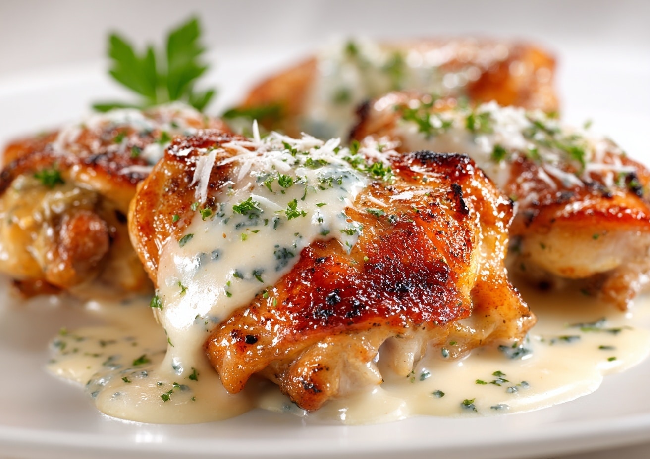 Creamy Garlic Chicken Thighs Recipe - Recipe Image