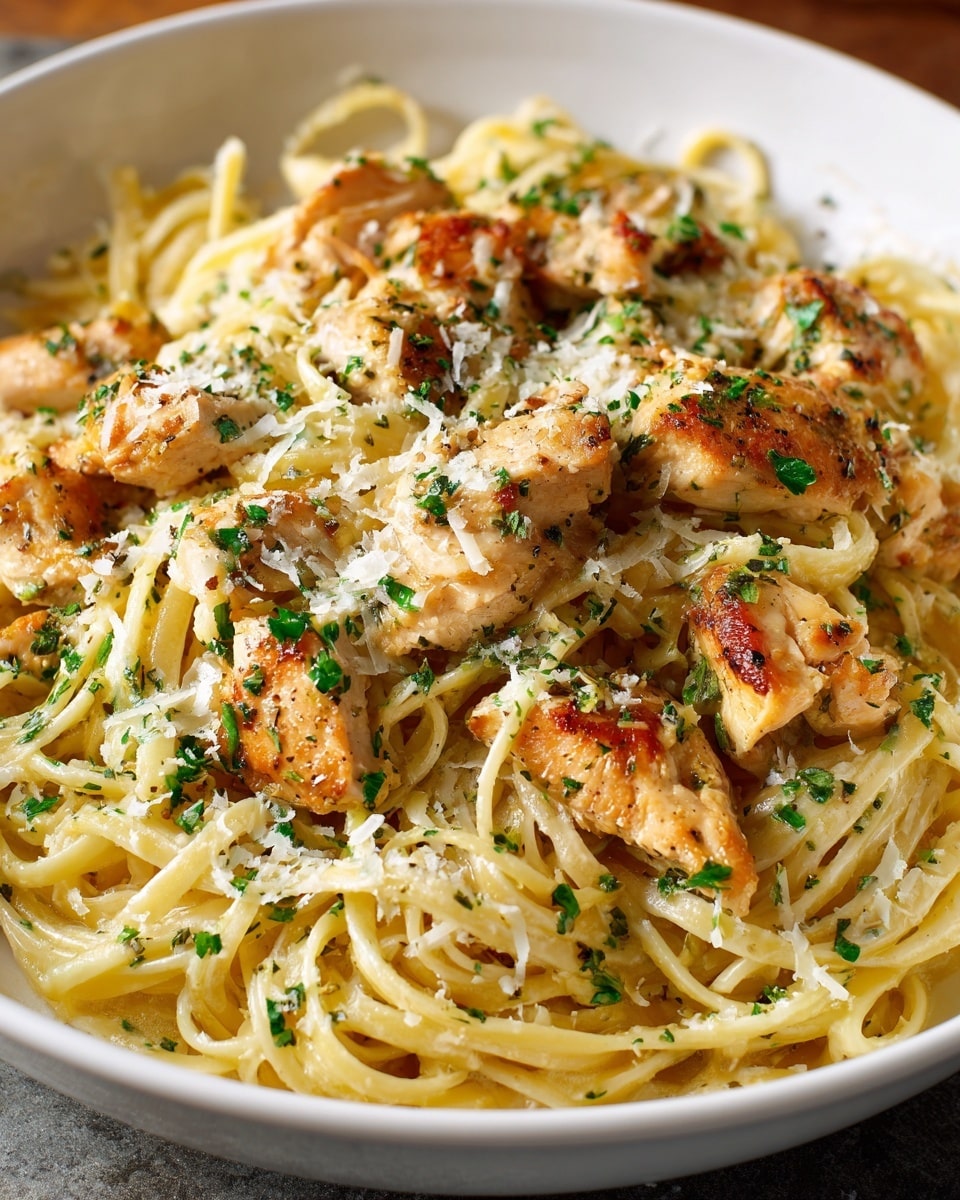 Creamy Garlic Parmesan Chicken Scampi over Rice Recipe - Recipe Image