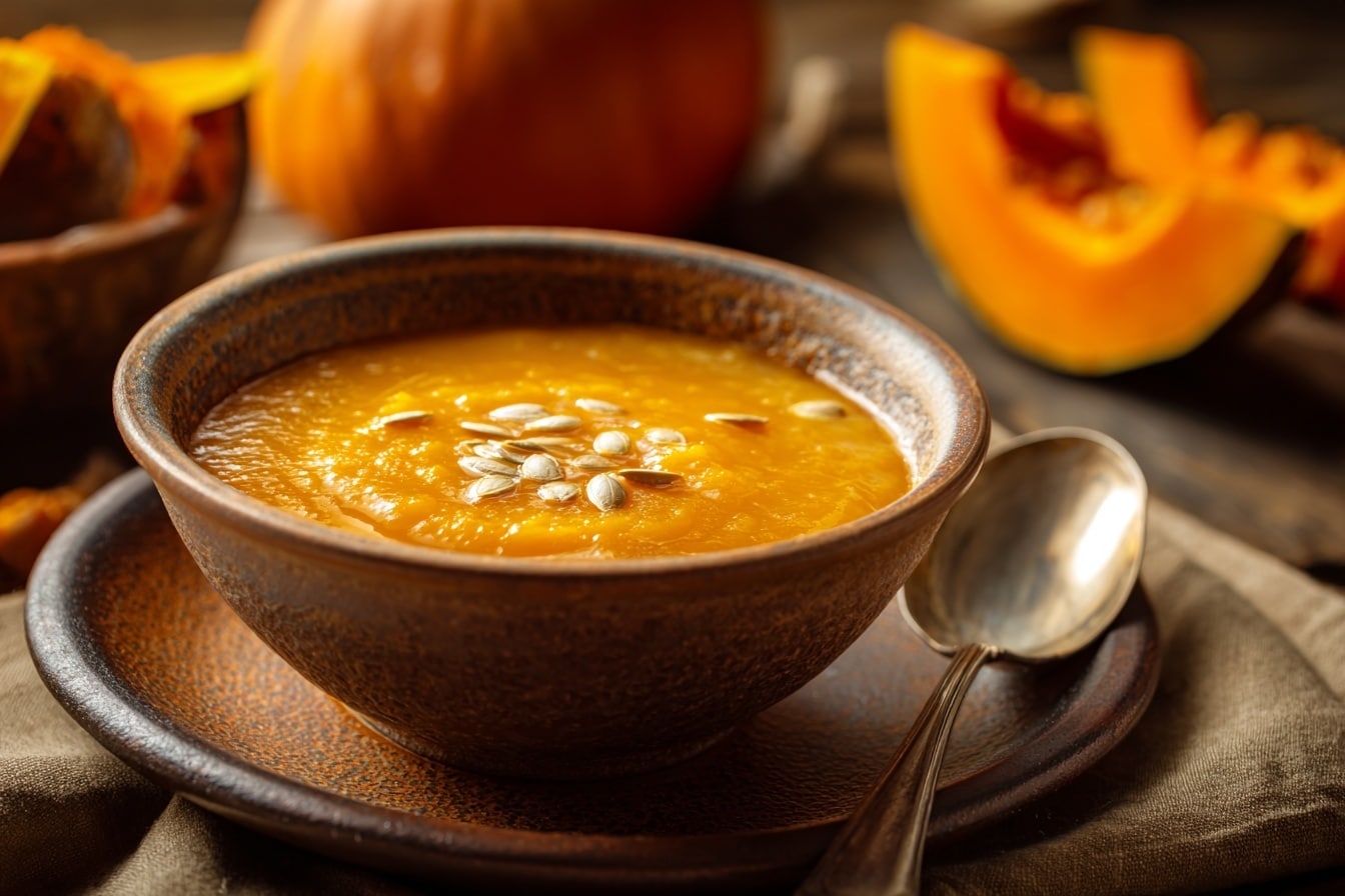 Roasted Garlic Sage Pesto Pumpkin Soup Recipe - Recipe Image