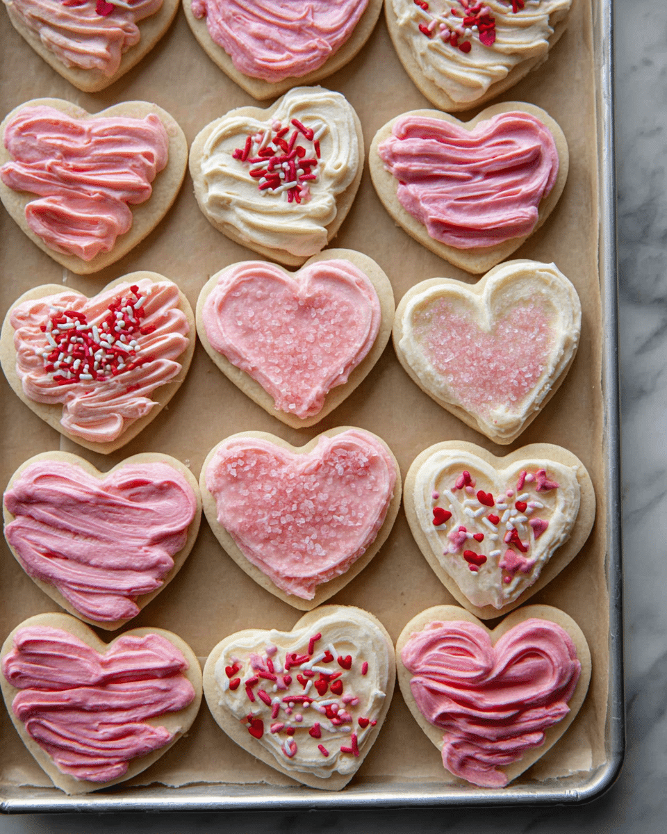 Valentine's Day Heart-Shaped Sugar Cookies with Buttercream Frosting Recipe - Recipe Image