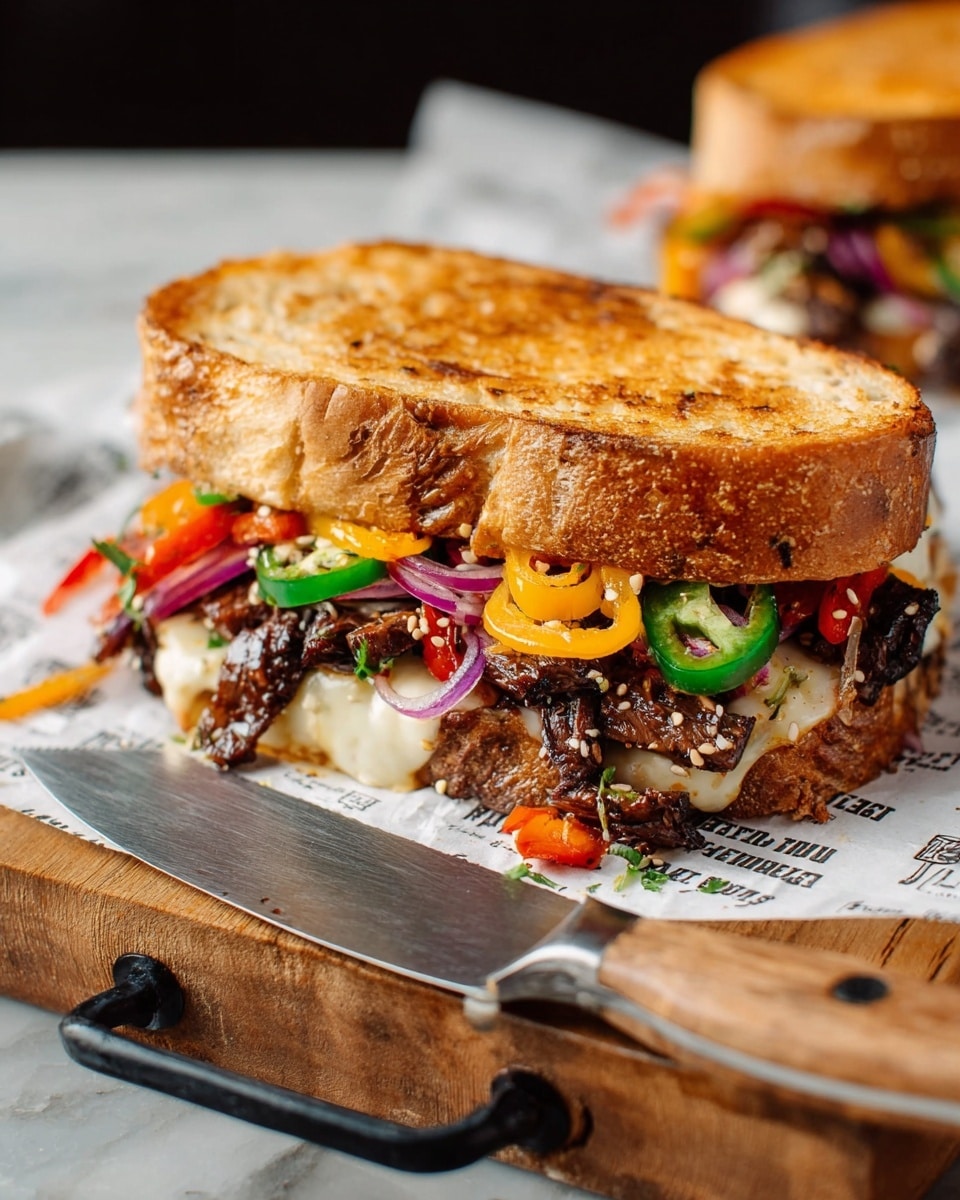 Korean Steak Sandwich with Gochujang and Vegetables Recipe - Recipe Image