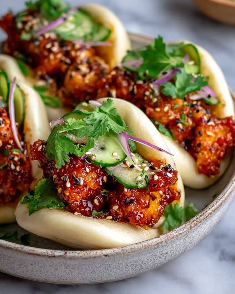Korean Chicken Bao with Gochujang Sauce and Fresh Toppings Recipe