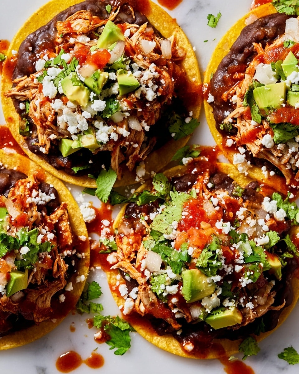Tostadas de Tinga de Pollo (Shredded Chicken and Salsa Tostadas) Recipe - Recipe Image