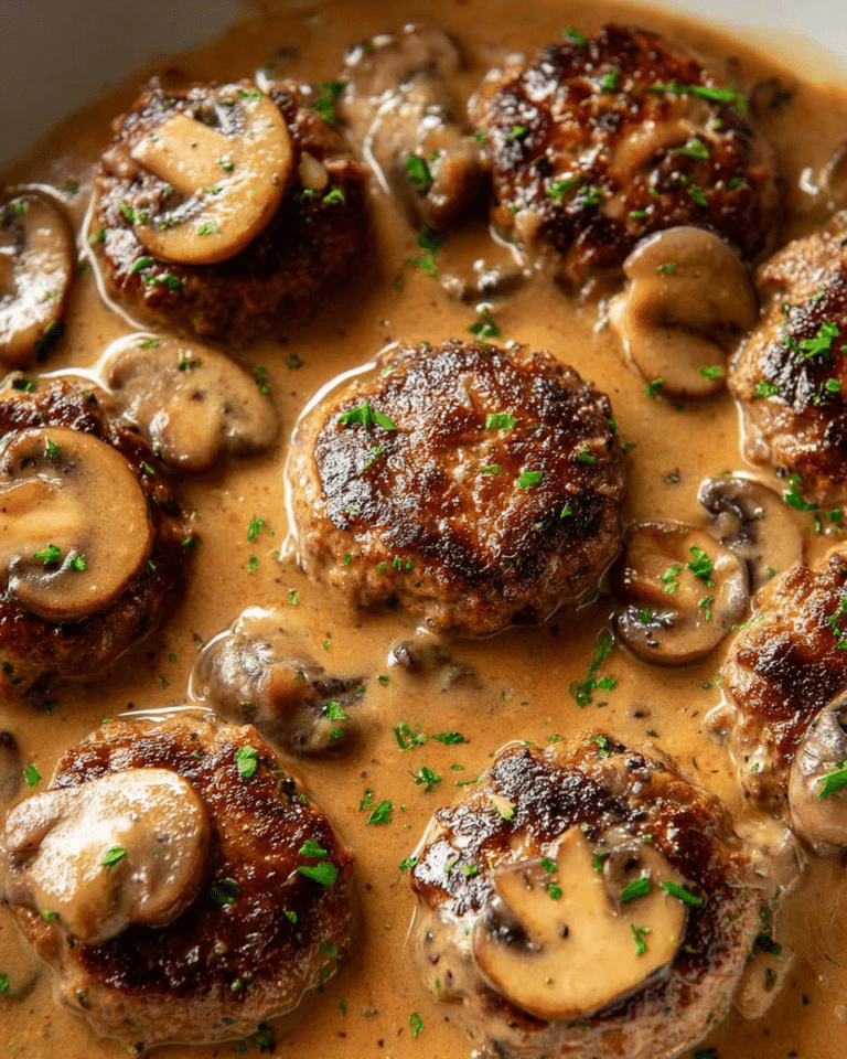 Smothered Rissoles with Mushroom Gravy and Mashed Potatoes Recipe