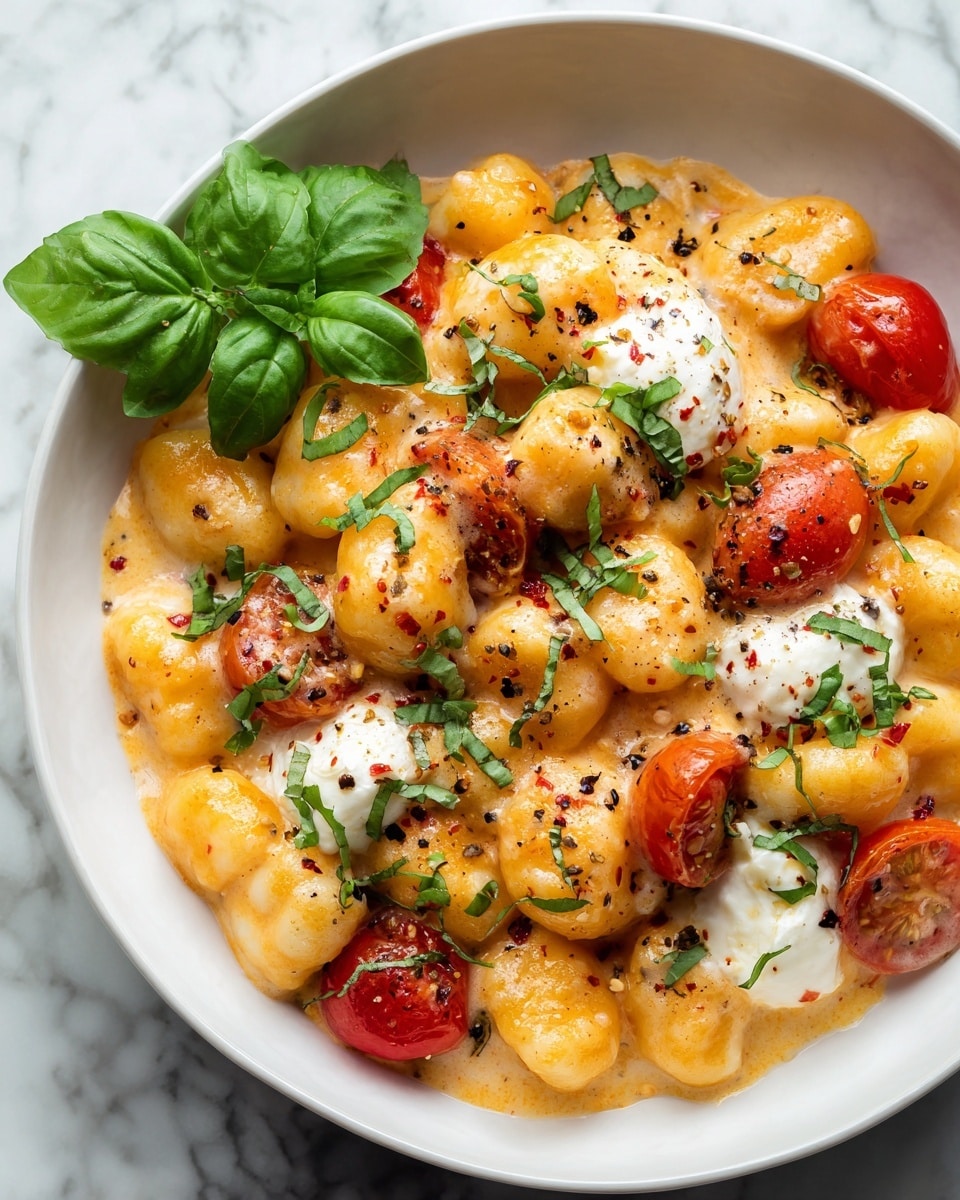 30 Minute Creamy Tomato Gnocchi with Burrata Recipe - Recipe Image