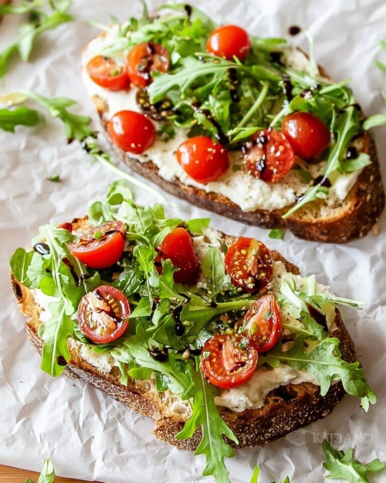Boursin Egg Toast with Arugula, Cherry Tomatoes, and Balsamic Glaze Recipe