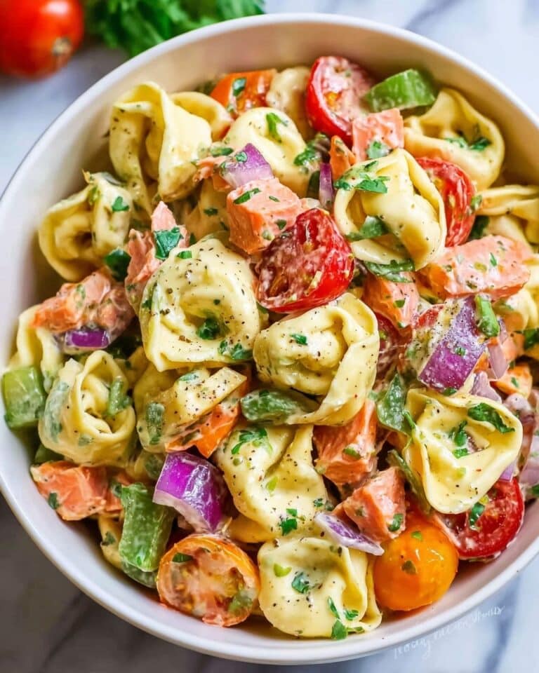 Tortellini Salad with Cheddar, Mozzarella, Pepperoni, and Fresh Vegetables Recipe