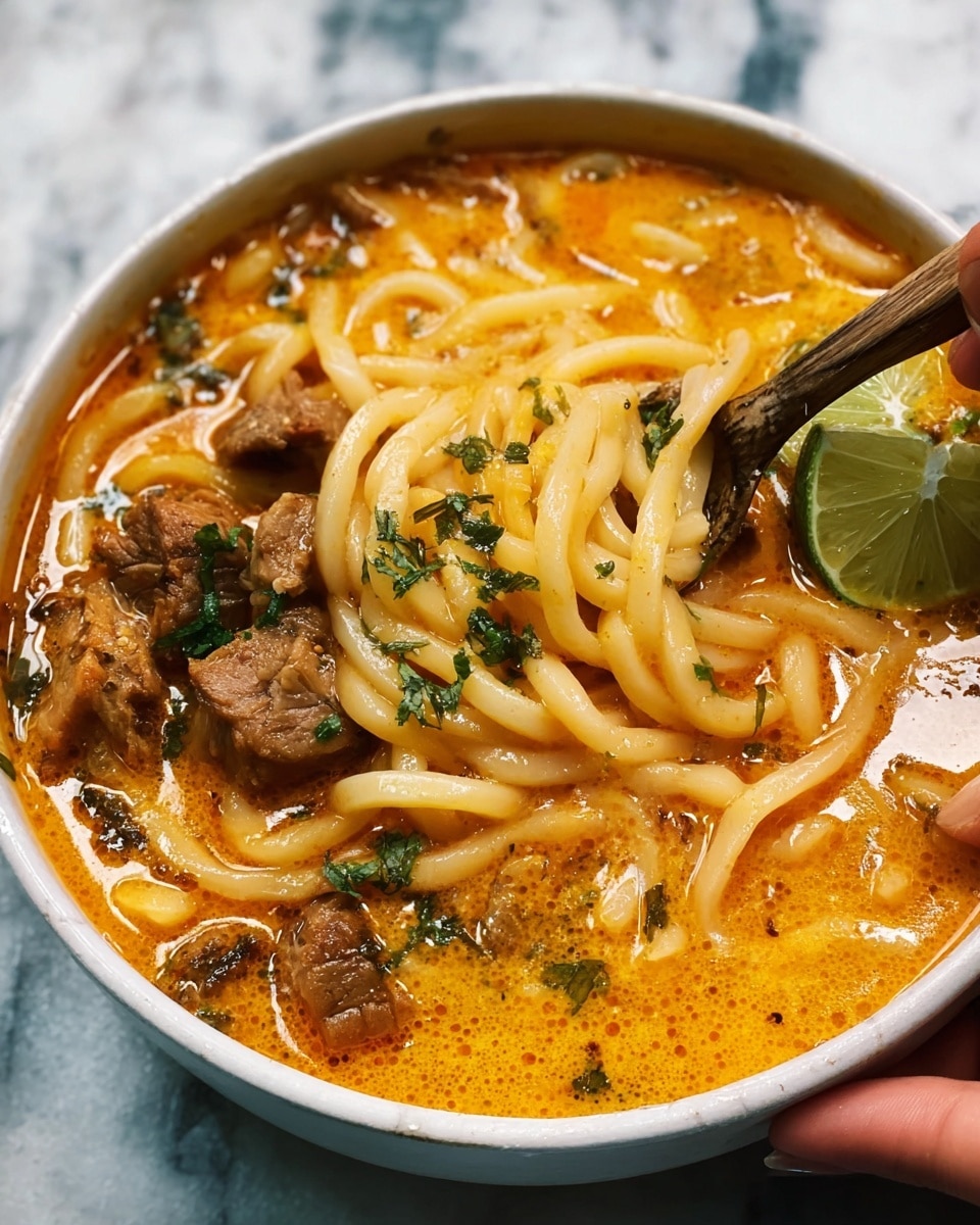 Thai-Inspired Coconut Red Curry Chicken Udon Recipe - Recipe Image
