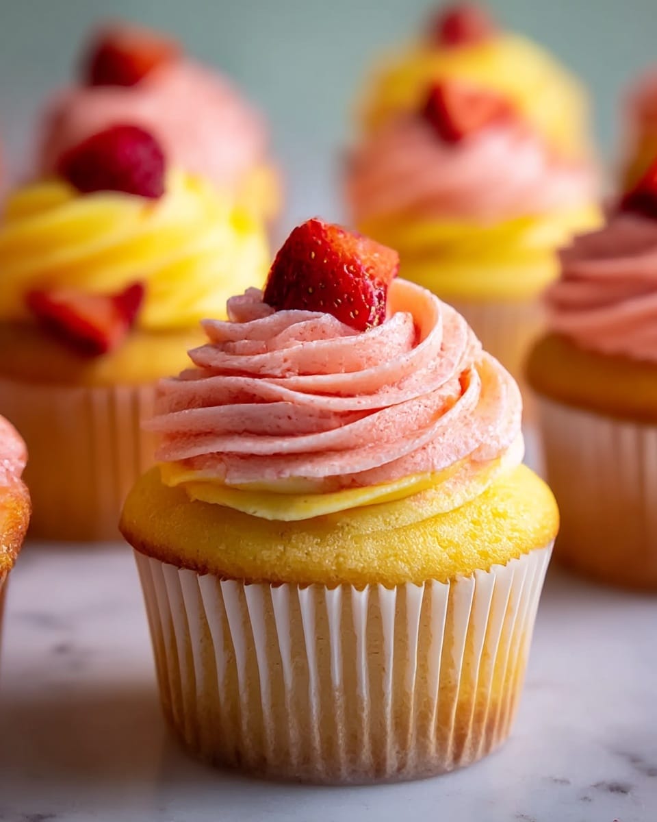 Mango Strawberry Sunset Cupcakes Recipe - Recipe Image