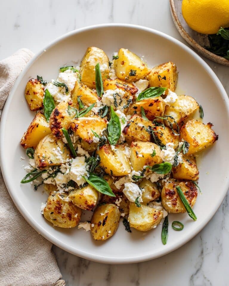 Baked Feta Potatoes with Roasted Garlic, Lemon, and Basil Recipe