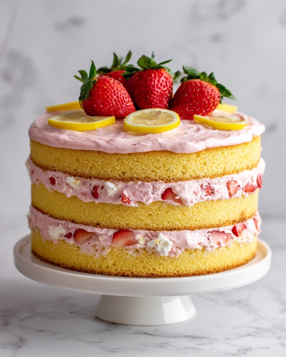 Strawberry Lemon Cake with Berry-Infused Buttercream Recipe - Recipe Image